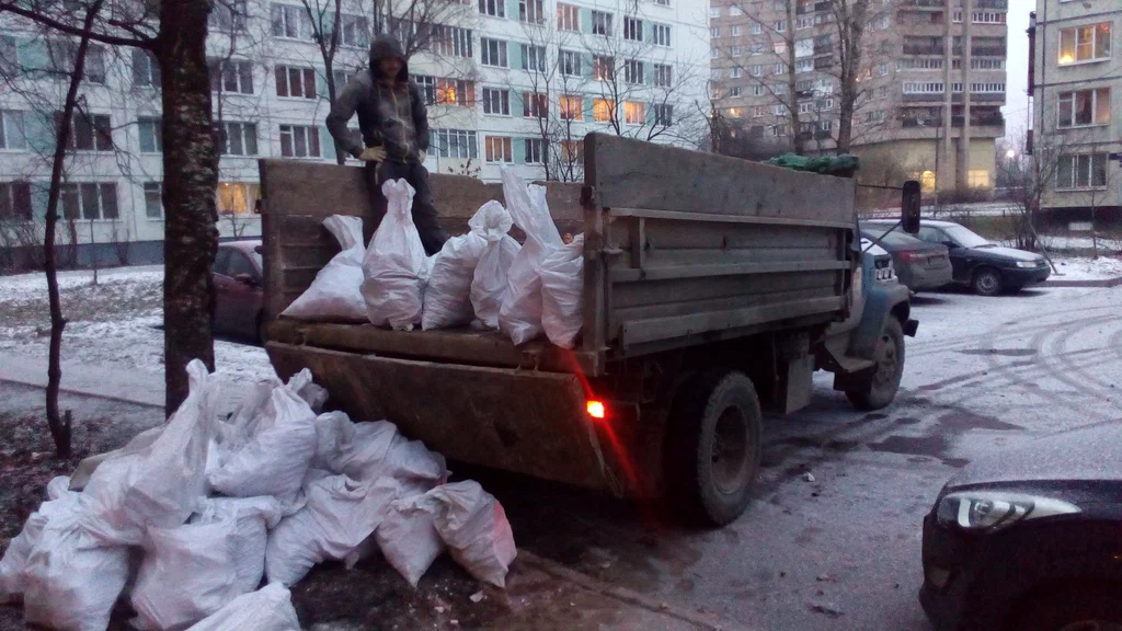 Вывоз мусора в мешках в Москве в октябре